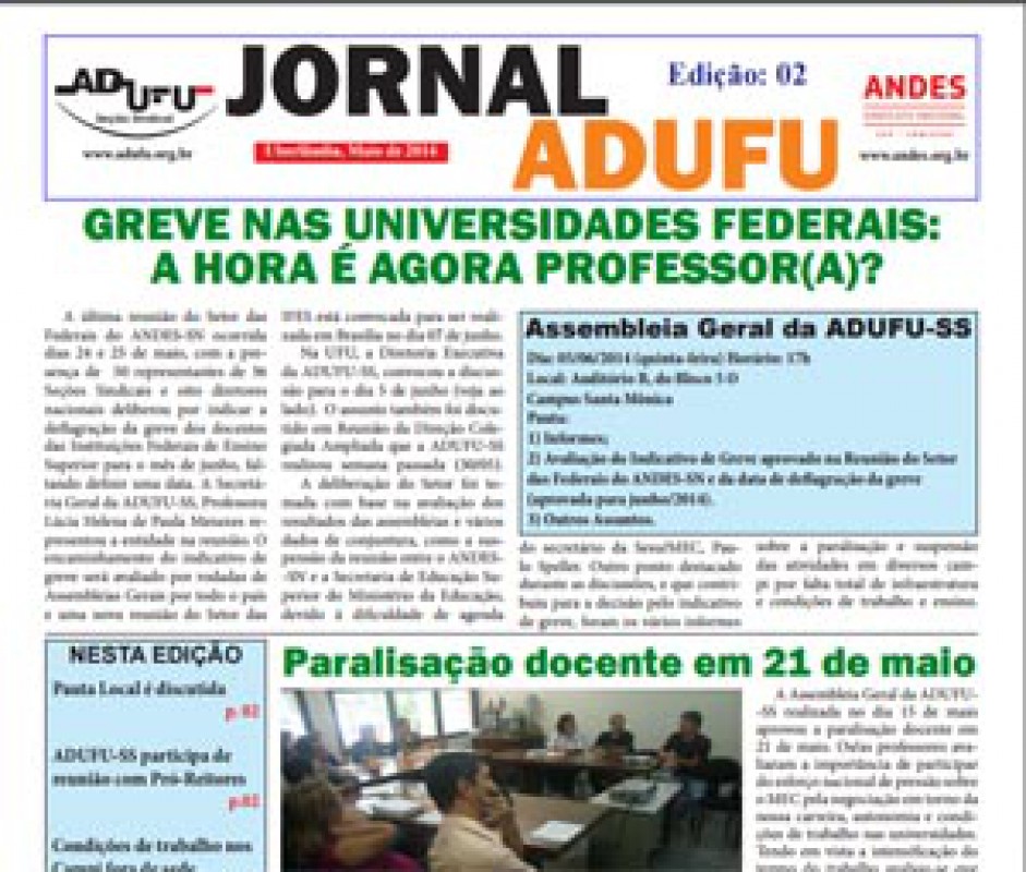Jornal ADUFU-SS - Edição: 02 - MAIO 2014